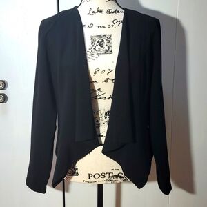 Monteau - Womens Black Waterfall Cropped blazer Cardigan Sz.Medium